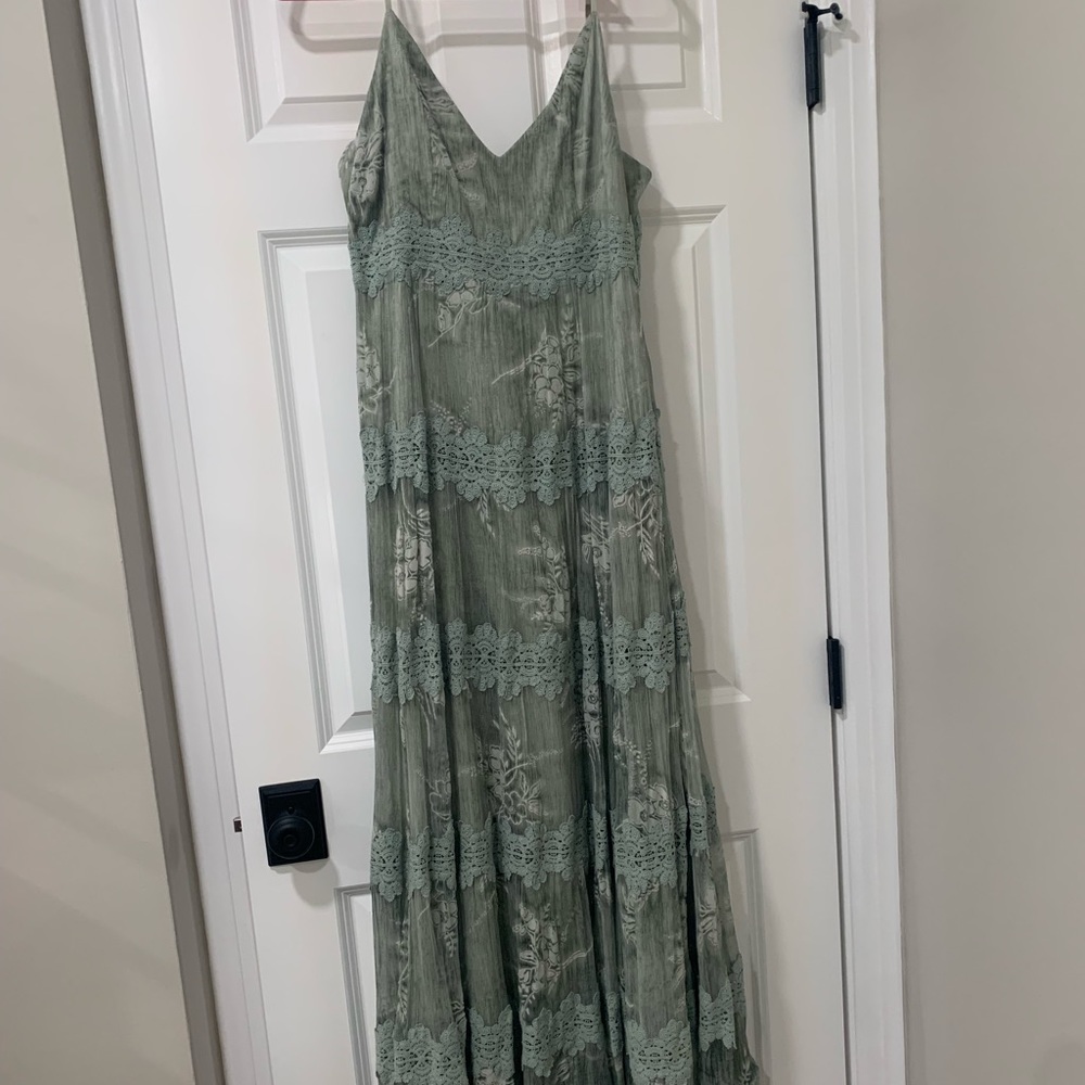 BHLDN Sage green lace dress